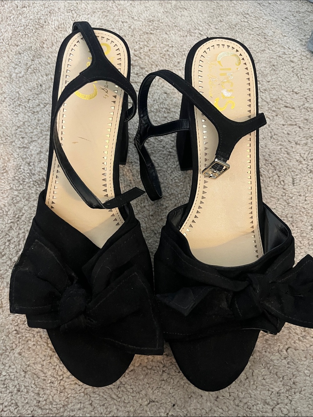 Circus by Sam Edelman Black Bow Slingback Block Heels